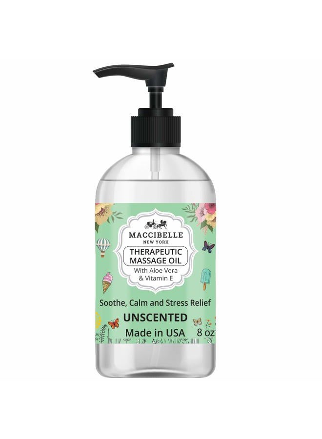 maccibelle زيت تدليك طبيعي غير معطر للأزواج للتدليك العلاجي مع فيتامين E والألوة فيرا لتهدئة، وراحة، وتخفيف العضلات 8 أونصات خالي من العطر - Image 1